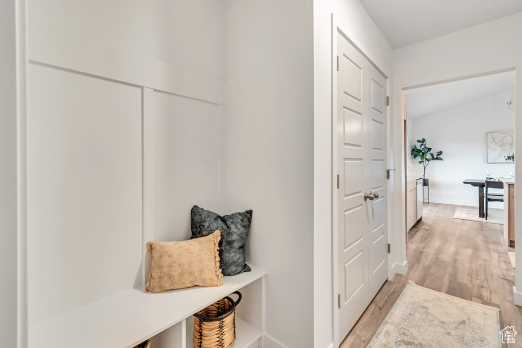 Mudroom featuring hardwood / wood-style floors