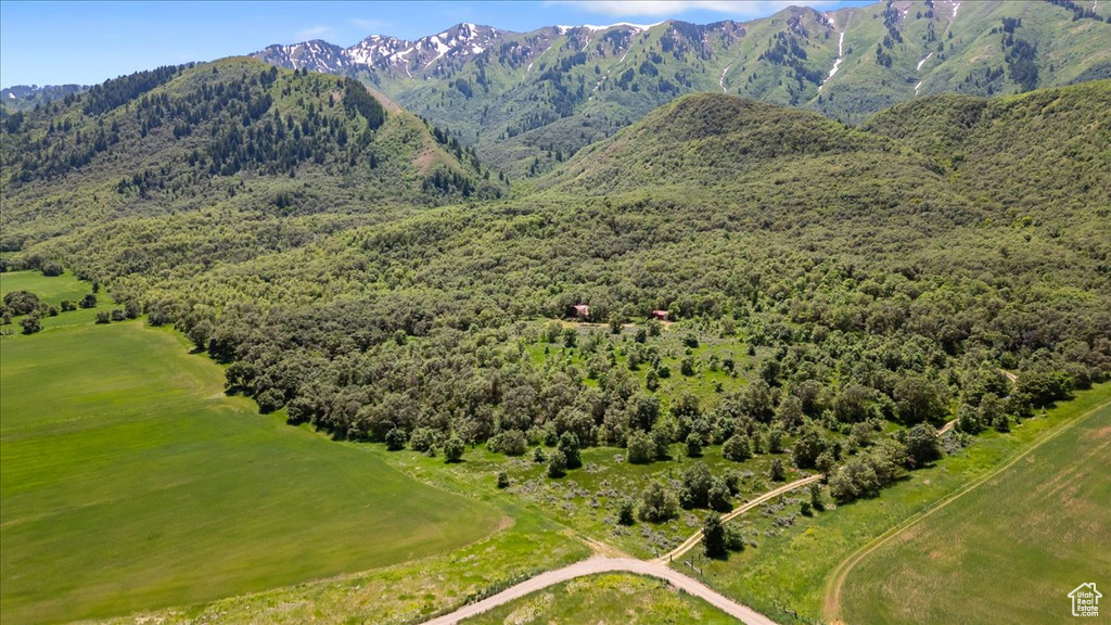 Drone / aerial view with a mountain view