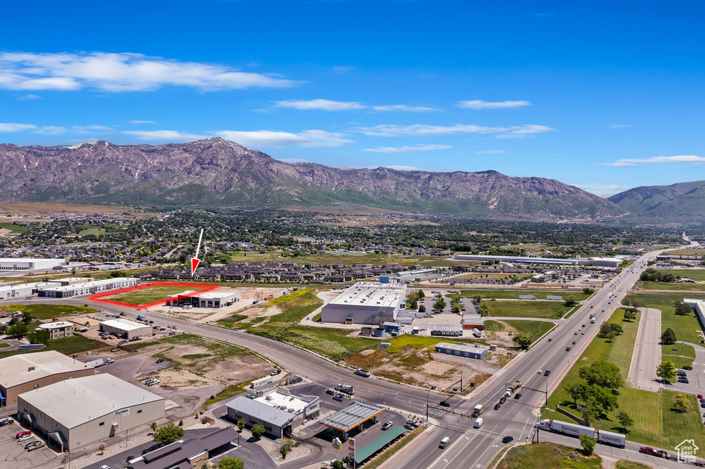 Aerial view featuring a mountain view