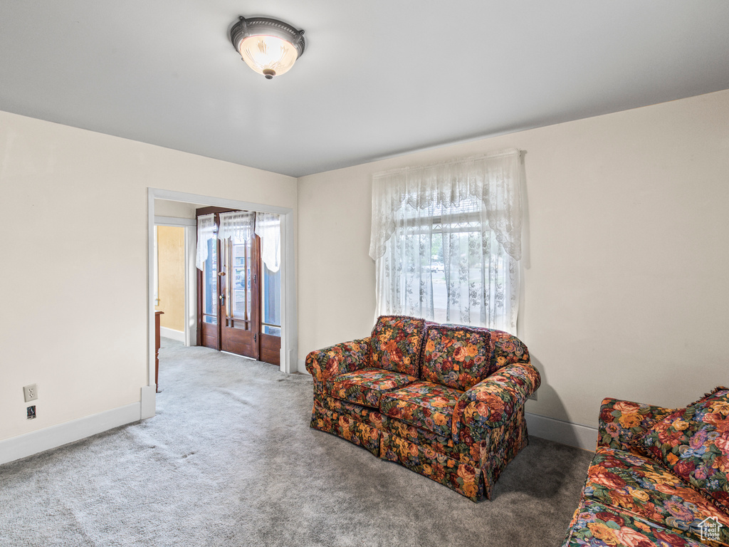 Carpeted living room with a wealth of natural light