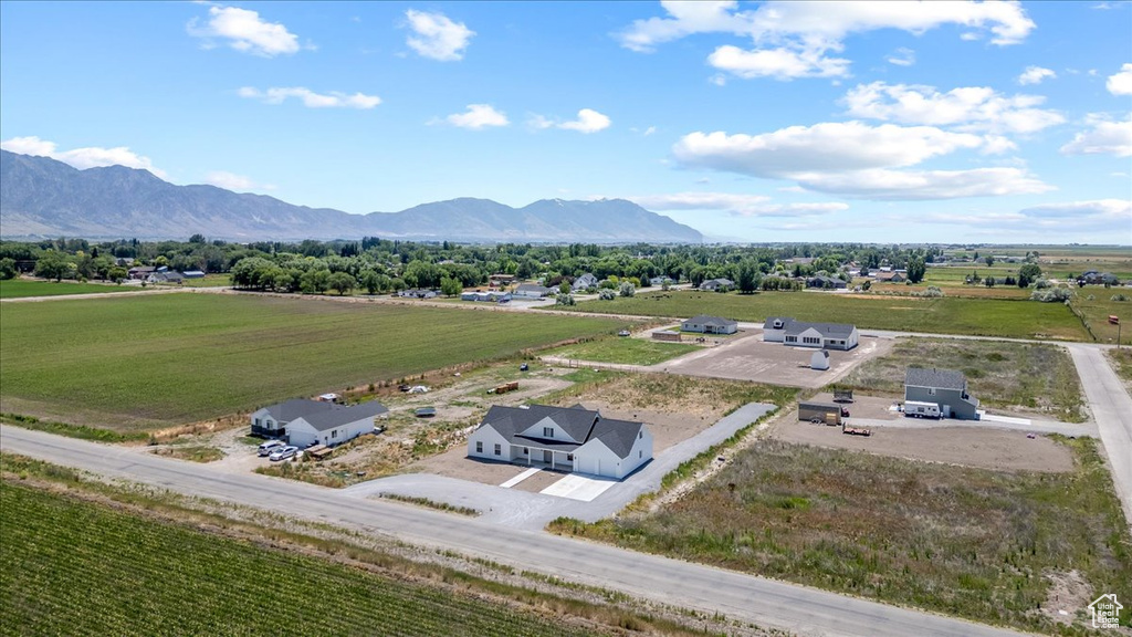 Aerial view with a mountain view and a rural view