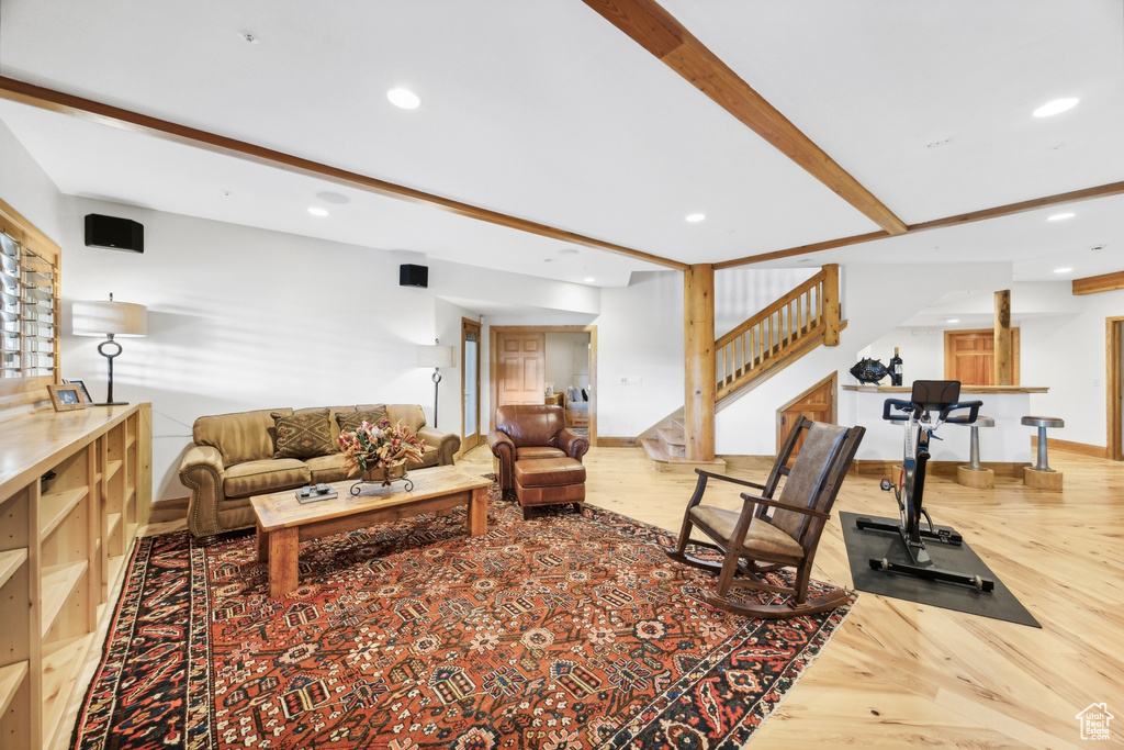 Living room with parquet floors