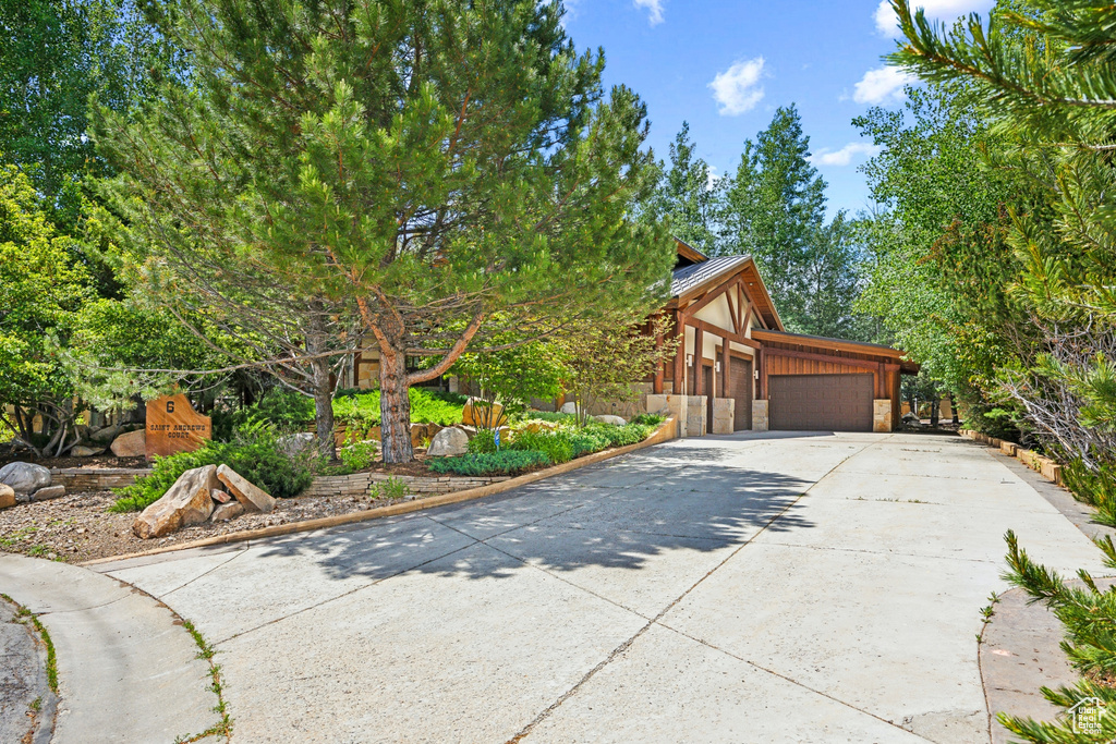 View of home's exterior featuring a garage