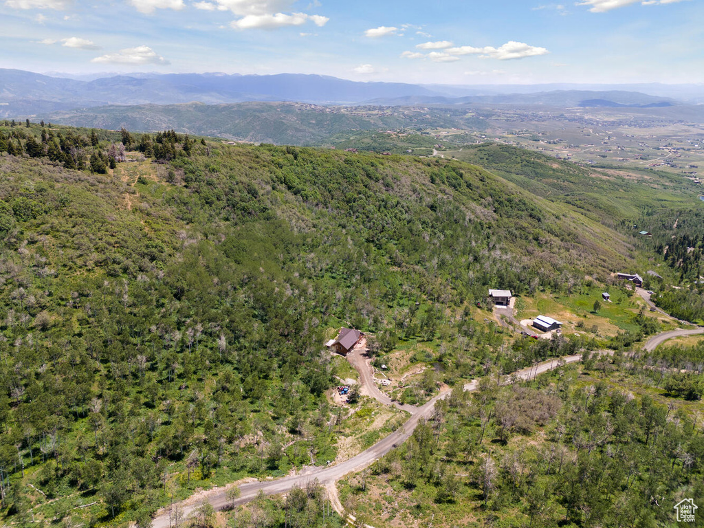 Aerial view with a mountain view