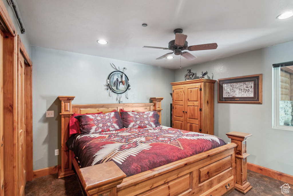 Bedroom featuring ceiling fan