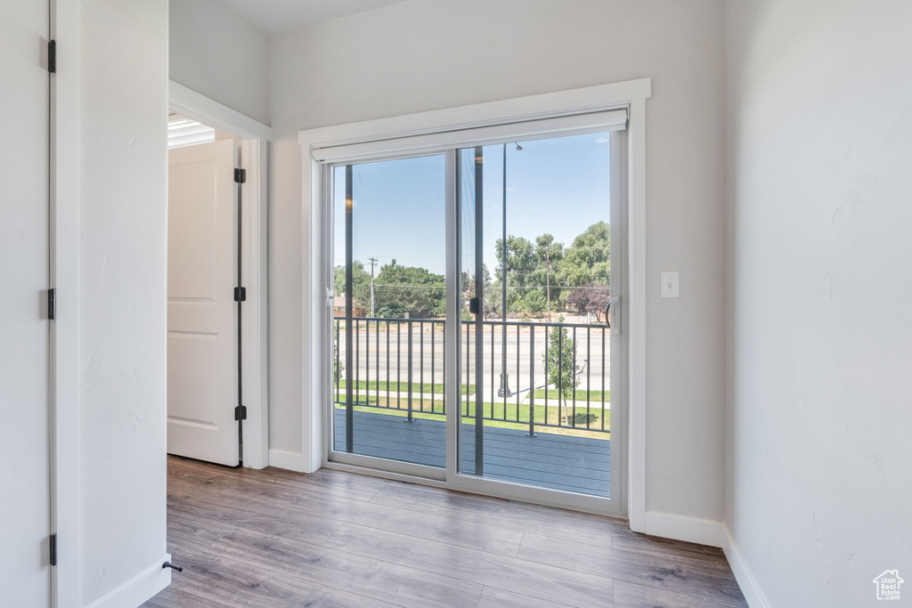 Spare room with plenty of natural light and light hardwood / wood-style flooring