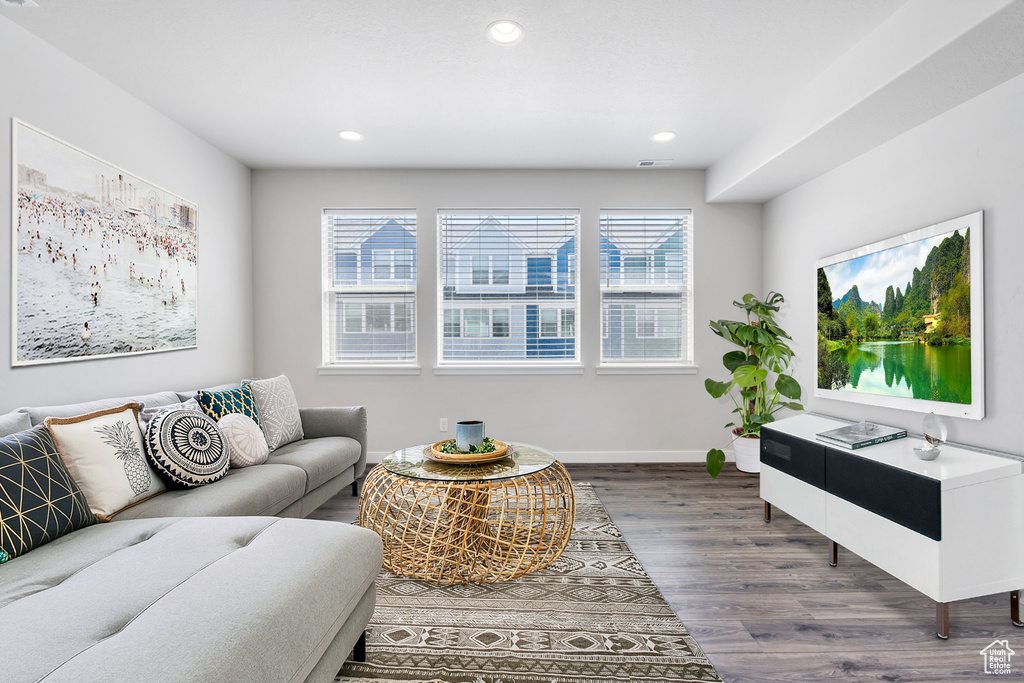 Living room featuring hardwood / wood-style flooring