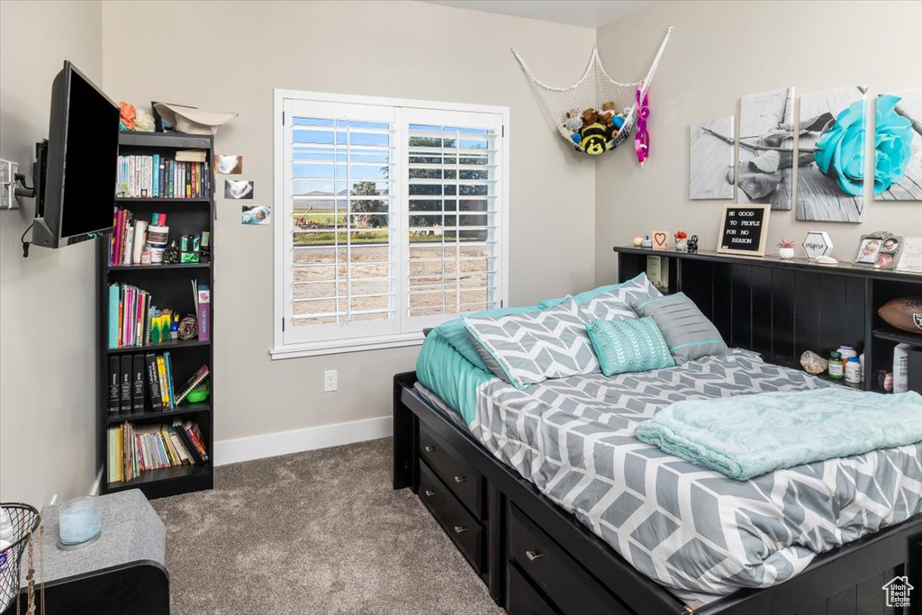 Bedroom with carpet