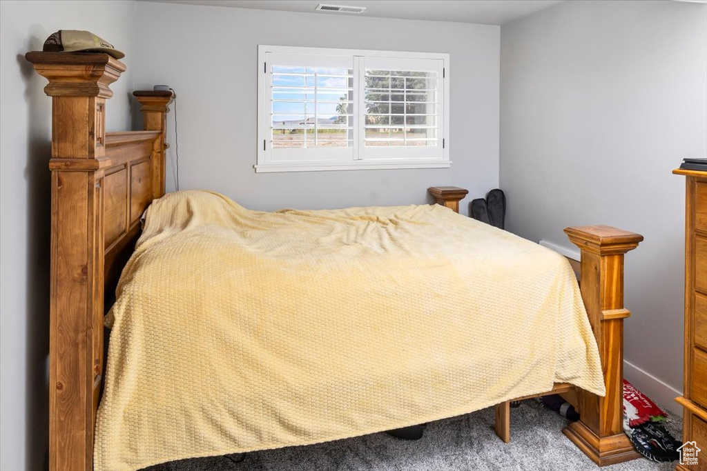 Bedroom with carpet flooring