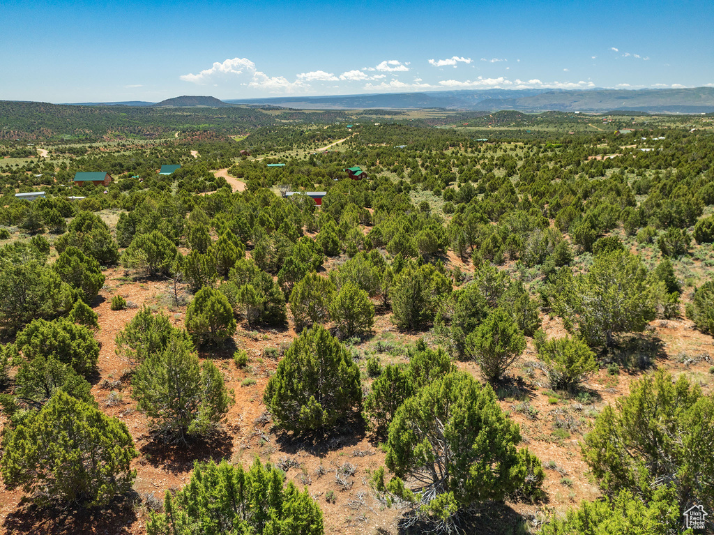 Aerial view featuring a mountain view