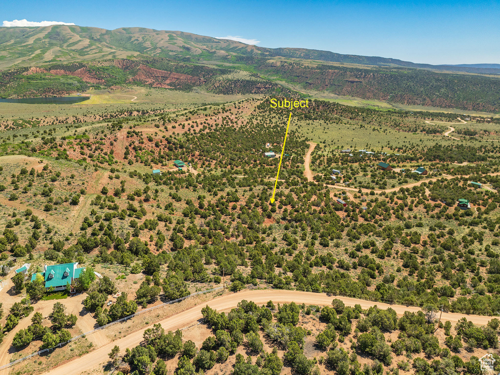 Drone / aerial view with a mountain view