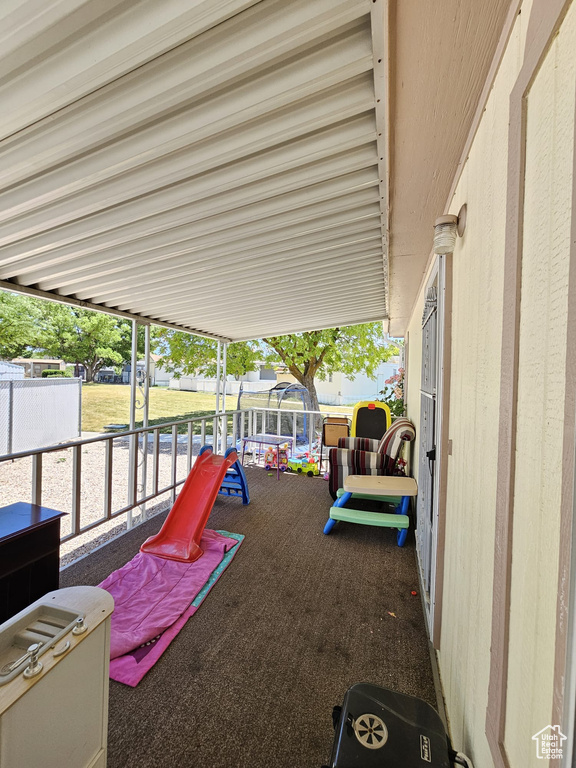 View of patio / terrace featuring a playground