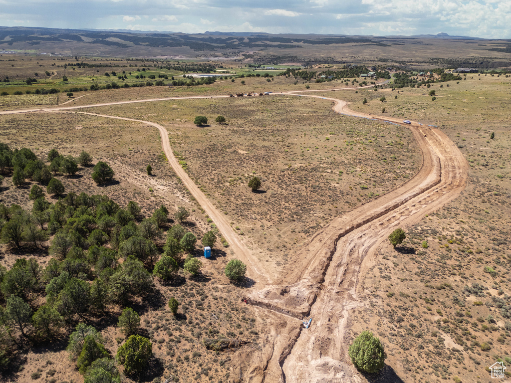 Drone / aerial view featuring a rural view and a mountain view