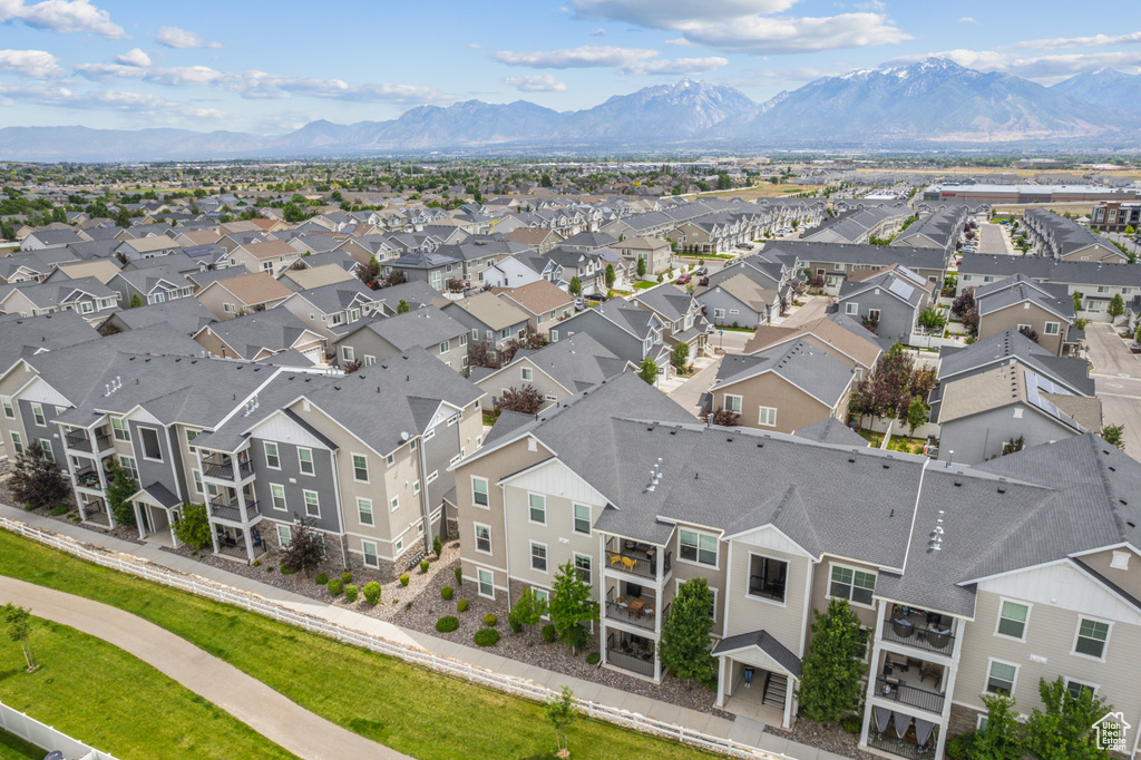 Aerial view featuring a mountain view