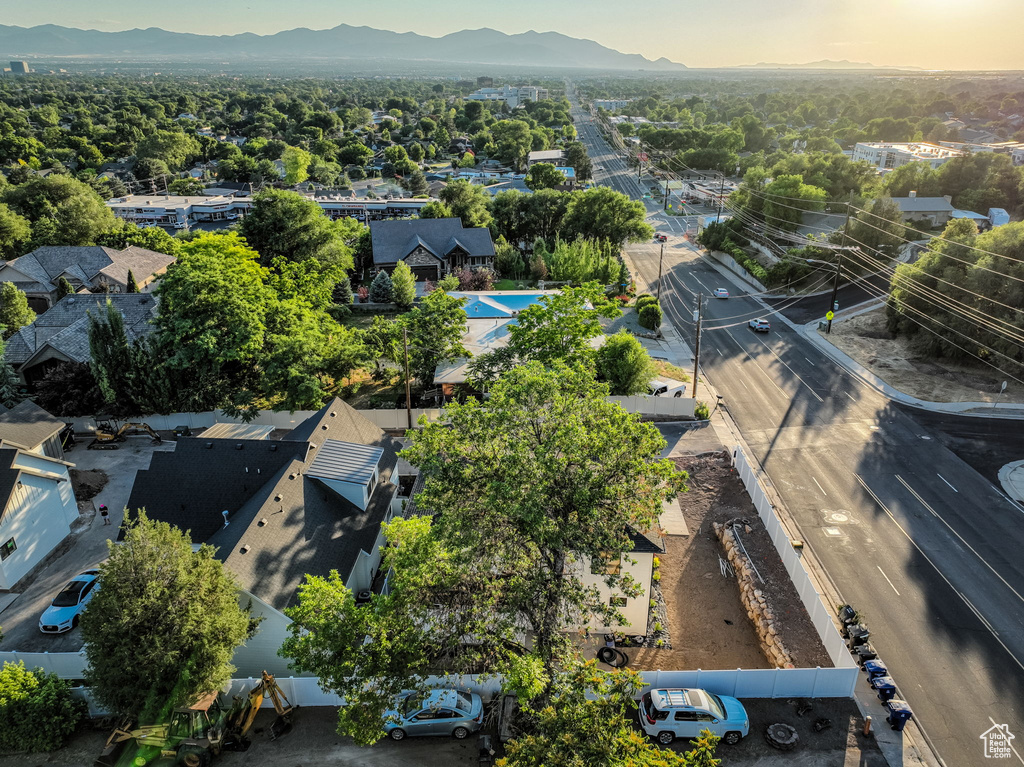 Drone / aerial view with a mountain view