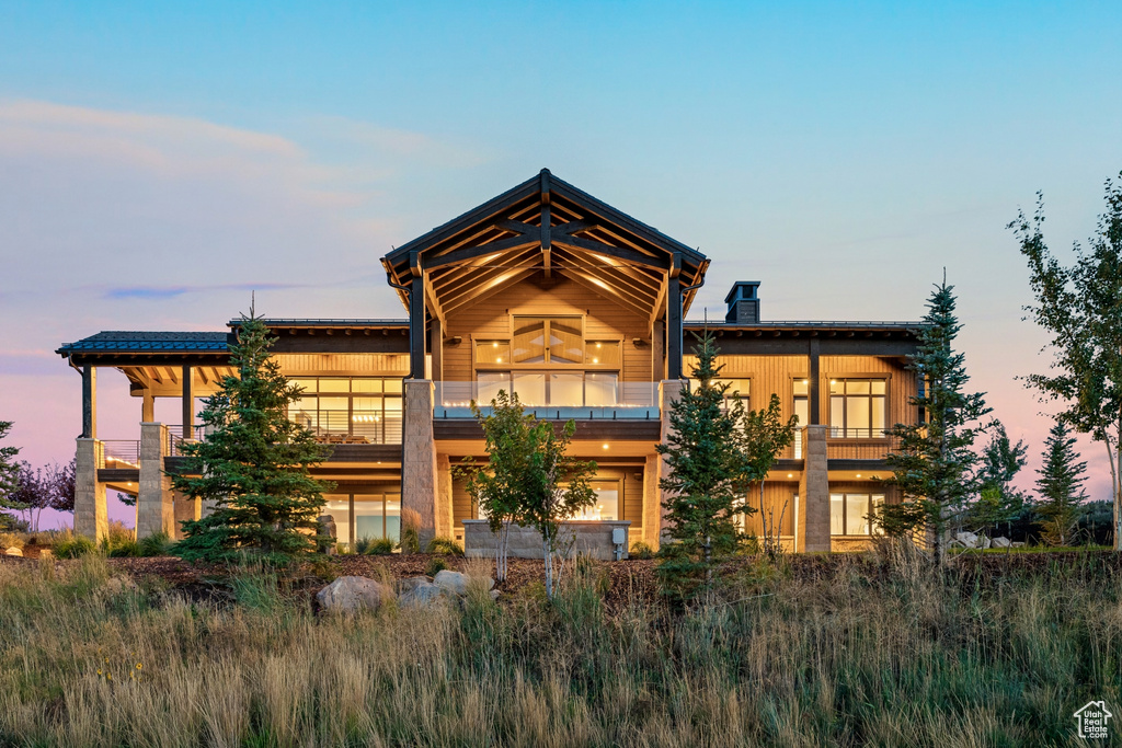 Exterior space with a balcony