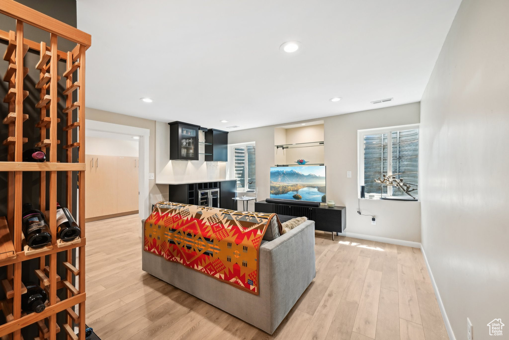 Living room featuring light hardwood / wood-style flooring