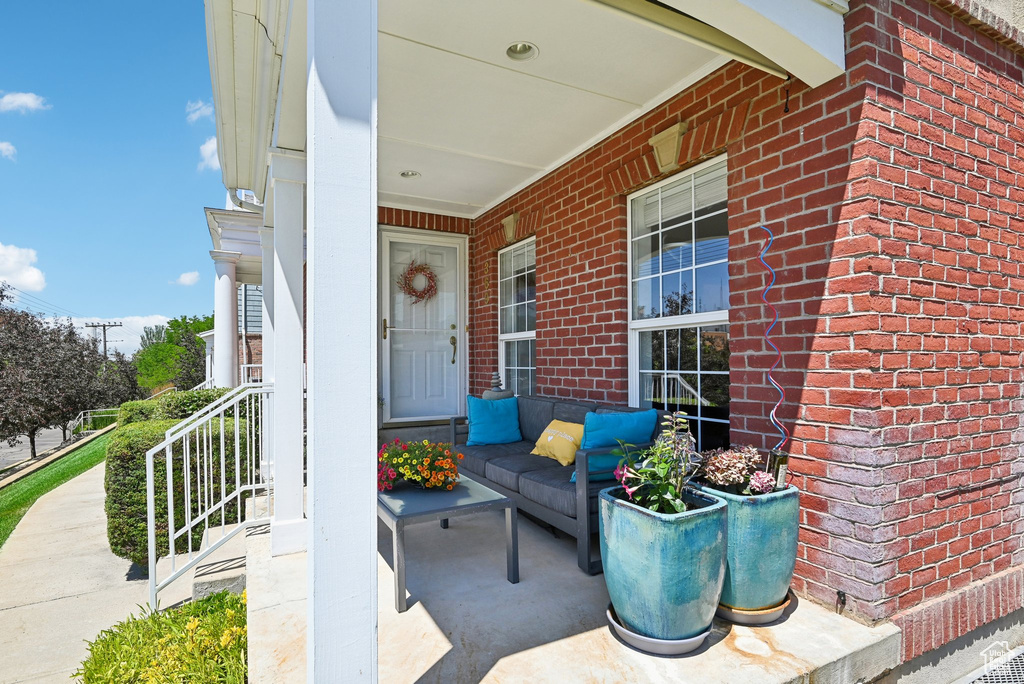 View of patio featuring a porch