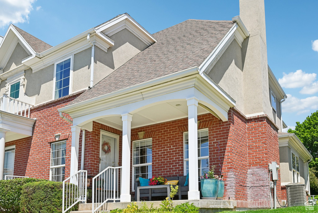 View of front of home featuring covered porch