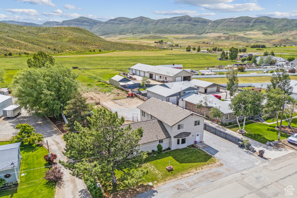 Drone / aerial view with a mountain view