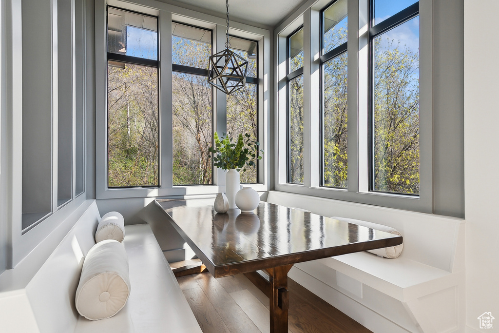 Dining area with healthy amount of natural light