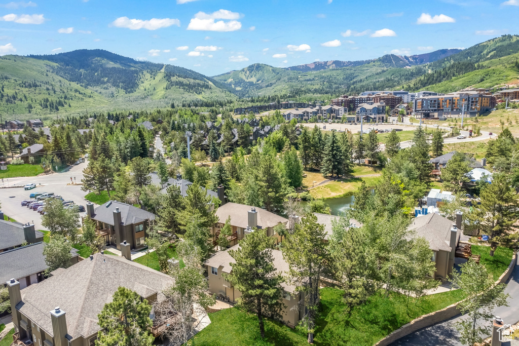 Aerial view featuring a mountain view