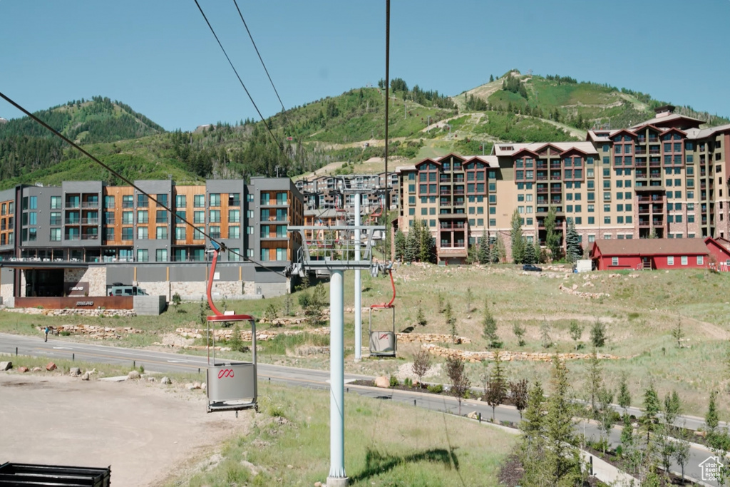 Exterior space featuring a mountain view