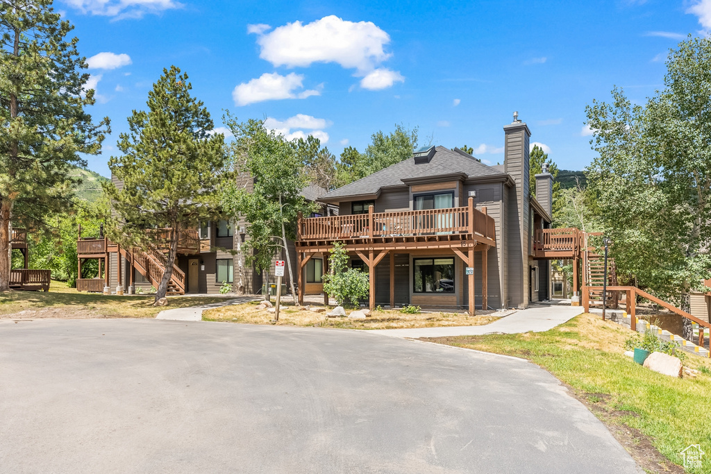 View of front of property with a deck