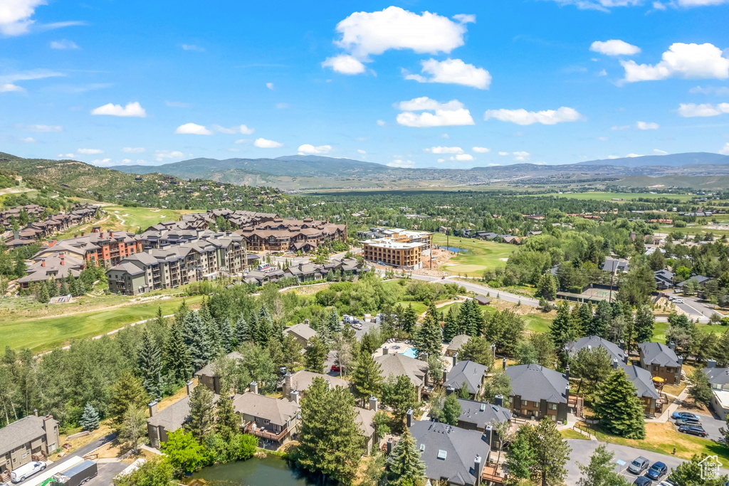 Aerial view featuring a mountain view