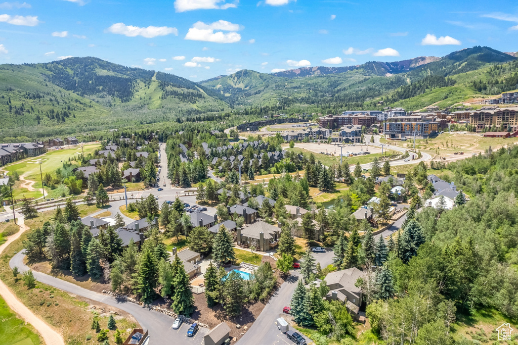 Bird's eye view with a mountain view