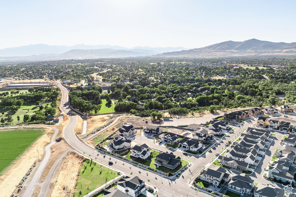 Drone / aerial view with a mountain view