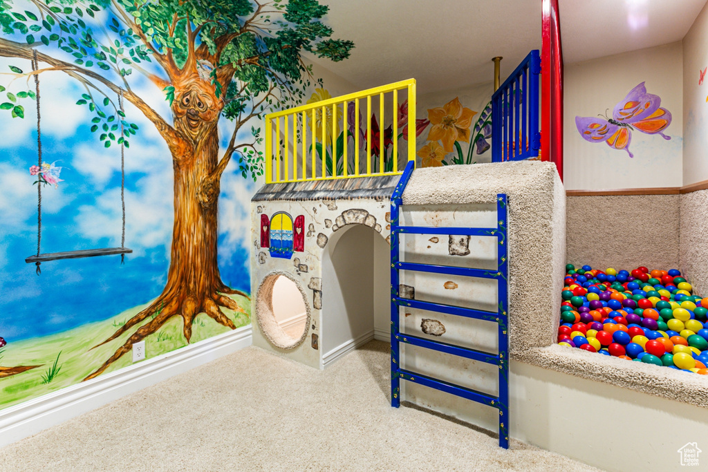 Bedroom with carpet flooring