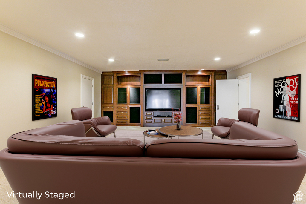 Living room with crown molding