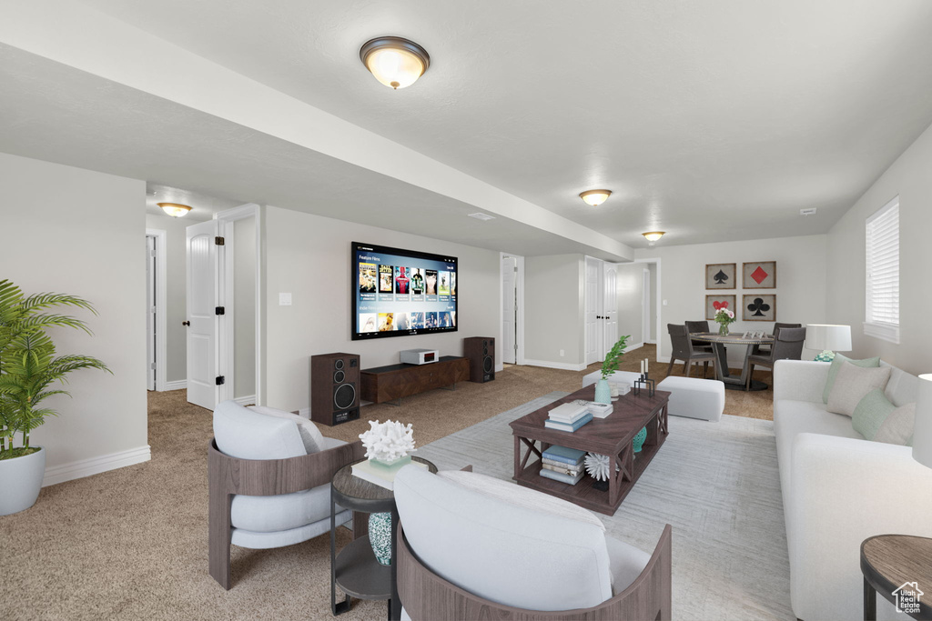 View of carpeted living room