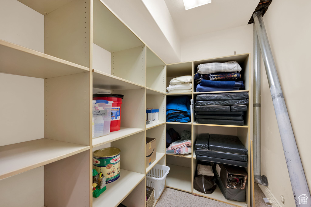 Spacious closet featuring carpet