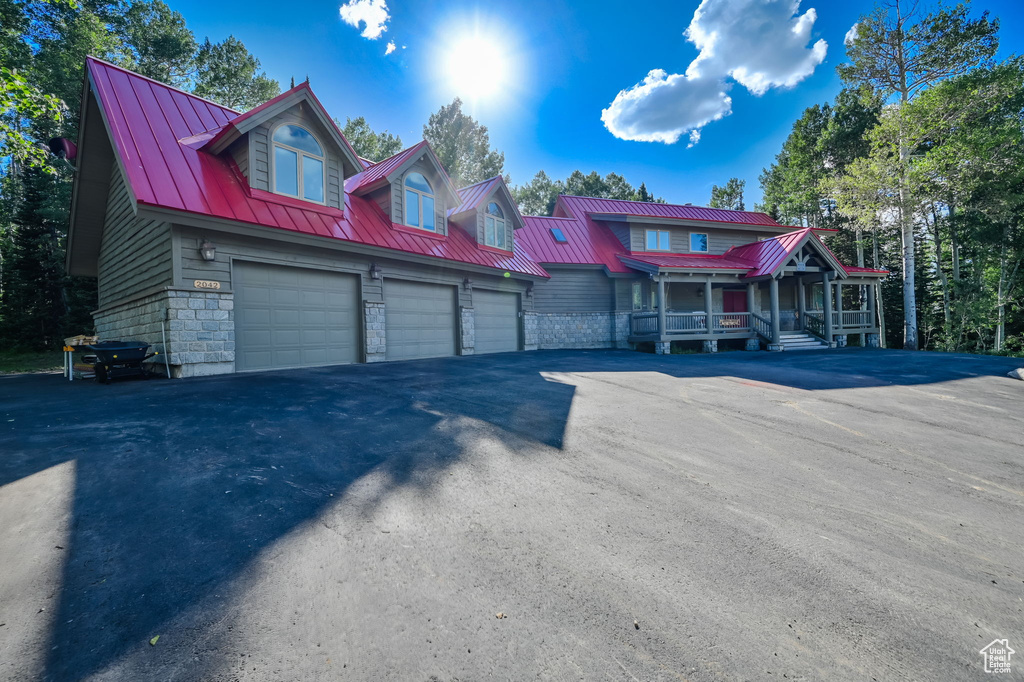 View of front of home with a garage