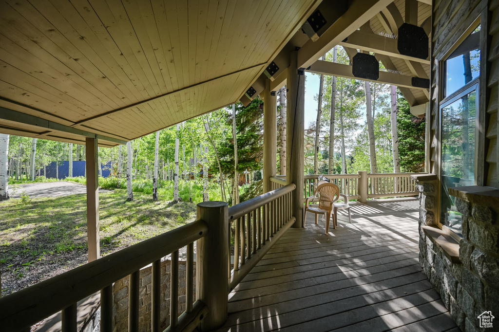 View of wooden deck