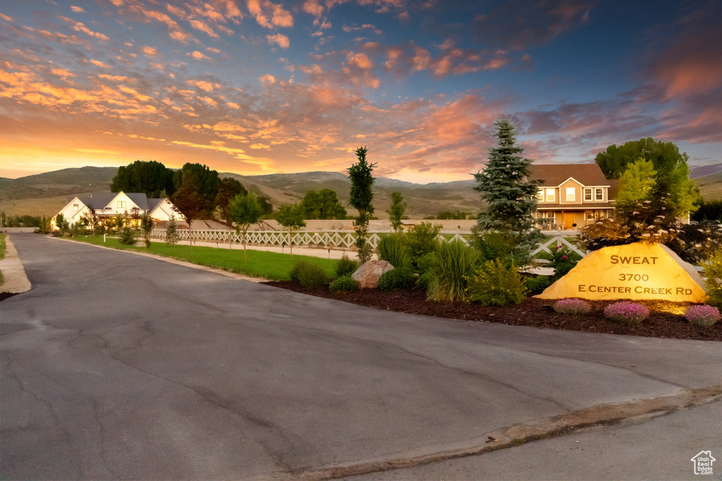 Exterior space featuring a mountain view