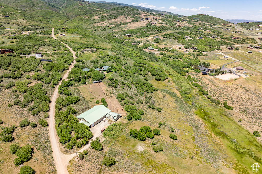 Aerial view featuring a mountain view