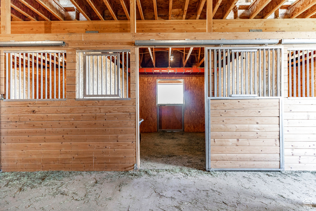 View of horse barn