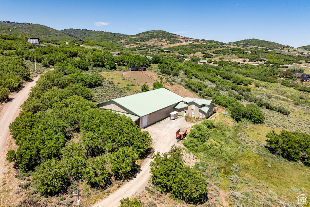 Aerial view featuring a mountain view