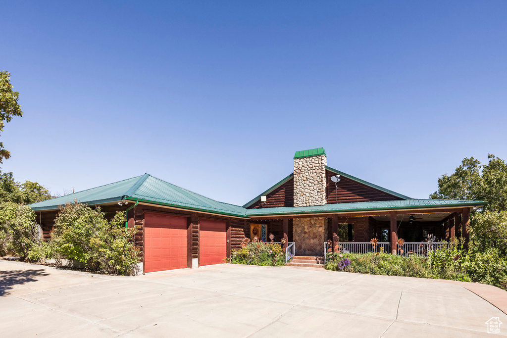 View of front of home with a garage