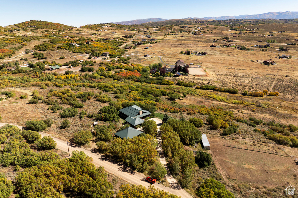 Aerial view featuring a mountain view