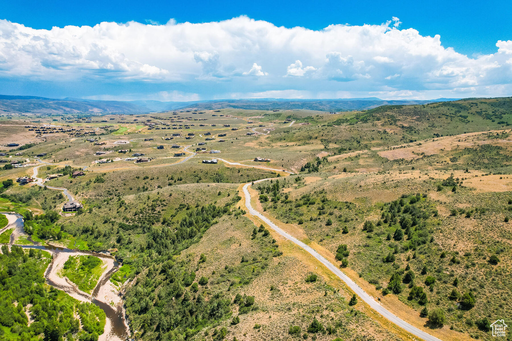 Drone / aerial view with a mountain view