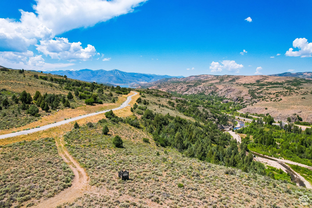 Aerial view with a mountain view