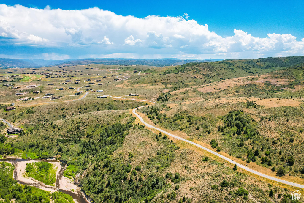 Drone / aerial view with a mountain view