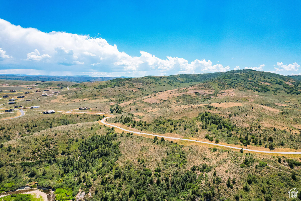 Drone / aerial view with a mountain view