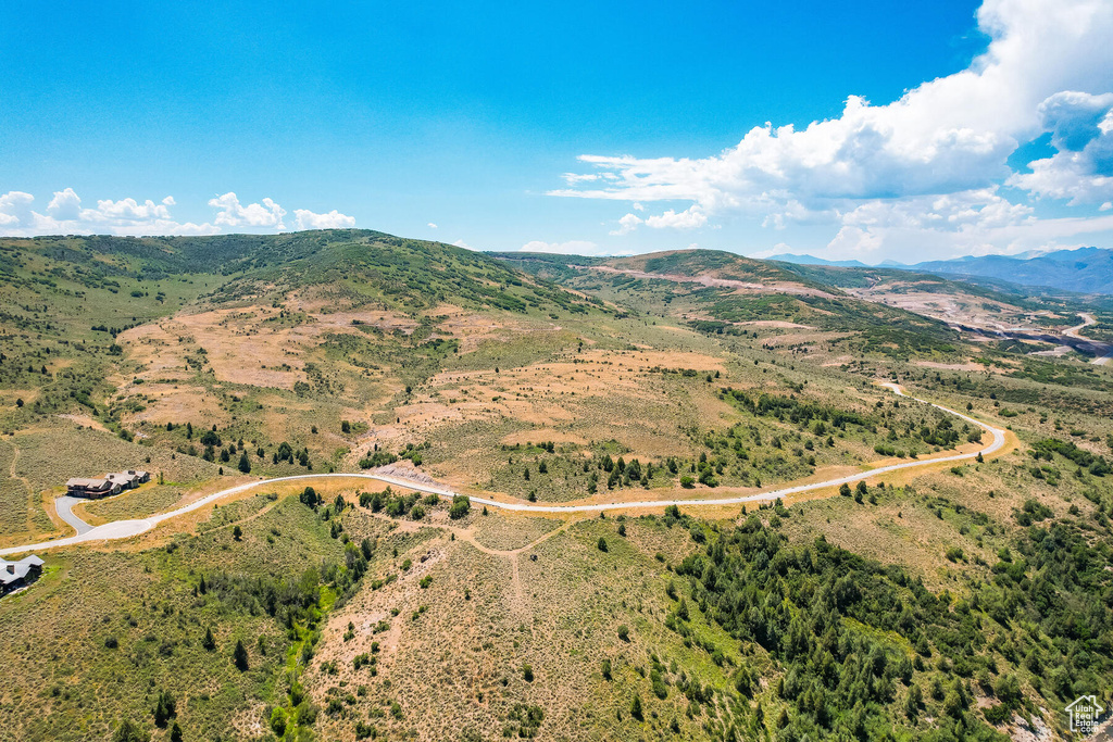 Aerial view with a mountain view