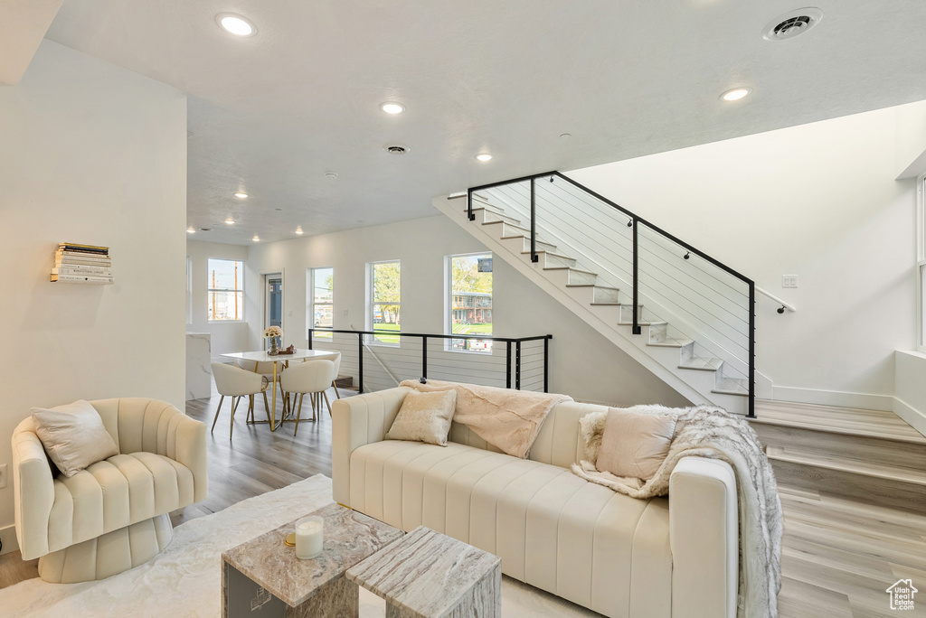 Living room featuring light hardwood / wood-style flooring