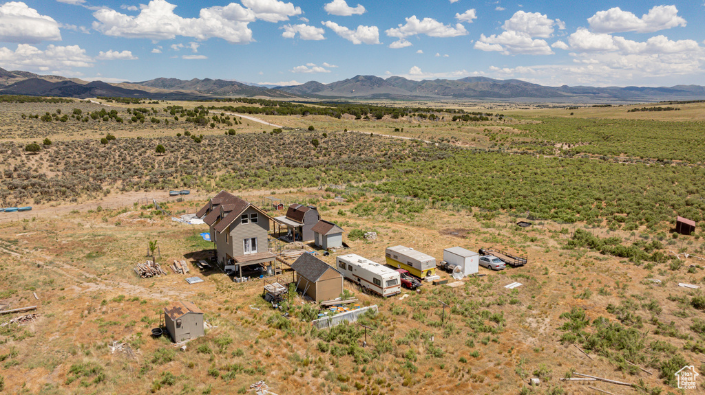 Aerial view featuring a mountain view and a rural view